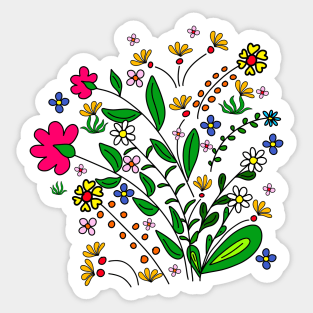 colourful flower meadow blooming flower tendril floral pattern Sticker